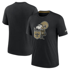 New Orleans Saints Rewind Playback Logo Tri-Blend T-Shirt - Black on sale