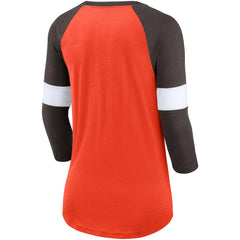 Cleveland Browns Women's Football Pride Slub 3/4 Raglan Sleeve T-Shirt - Heathered Orange/Brown for sale