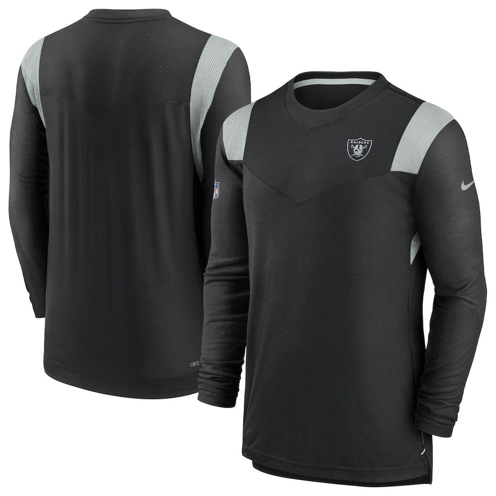Las Vegas Raiders Sideline Tonal Logo Performance Player Long Sleeve T-Shirt - Black discount
