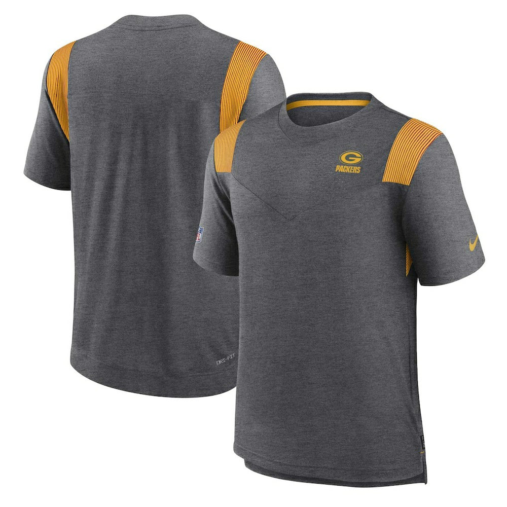 Green Bay Packers Sideline Tonal Logo Performance Player T-Shirt - Heather Charcoal for sale