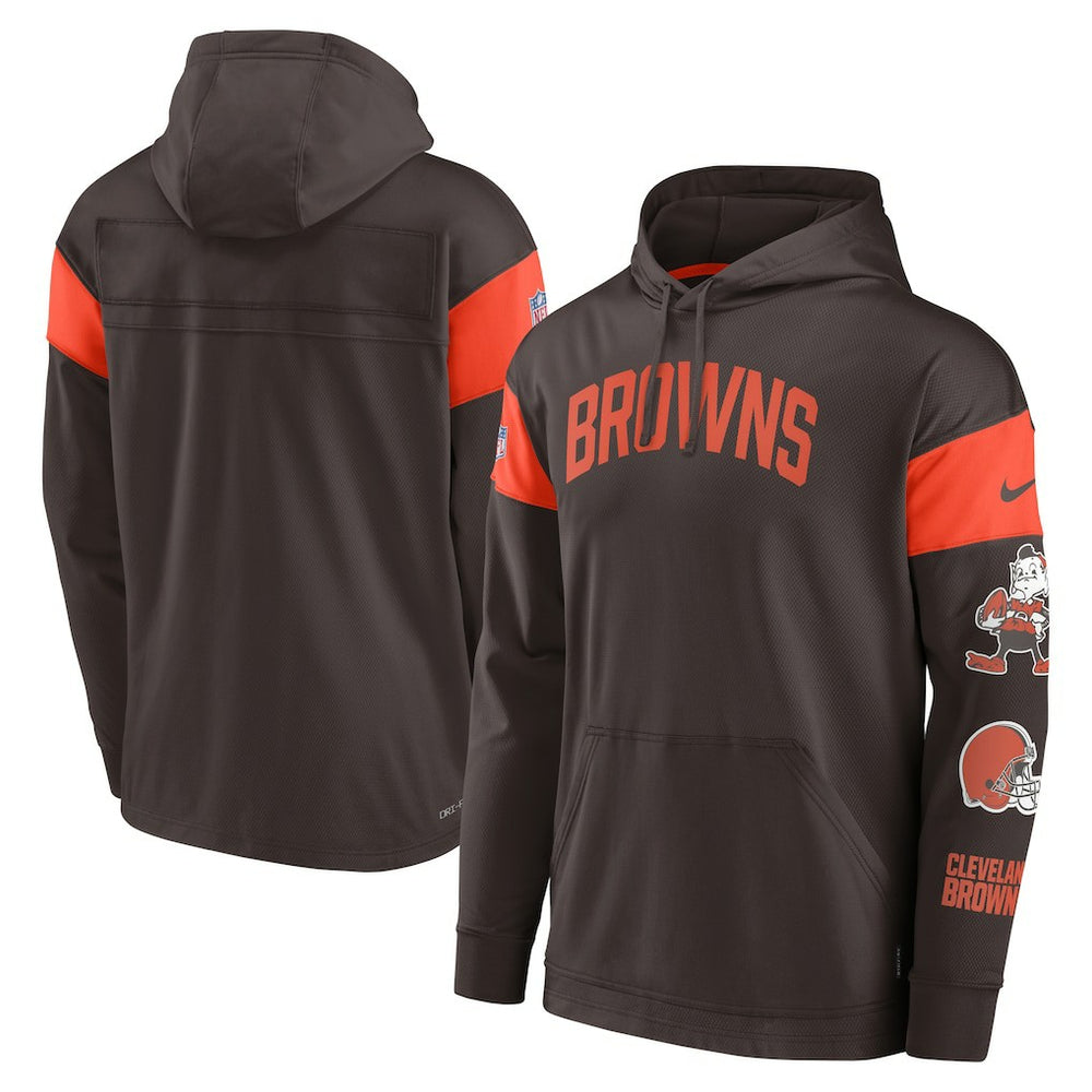 Cleveland Browns Brownie The Elf Sideline Athletic Arch Jersey Performance Pullover Hoodie - Brown cheap