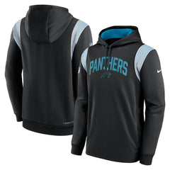 Carolina Panthers Sideline Athletic Stack Performance Pullover Hoodie - Black cheap