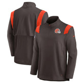 Cleveland Browns Sideline Coach Chevron Lockup Quarter-Zip Long Sleeve Top - Brown outlet