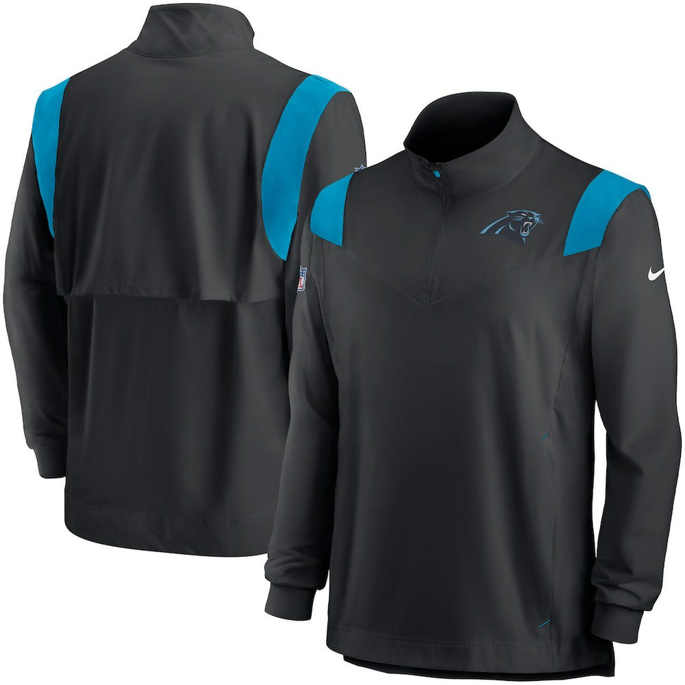 Carolina Panthers Sideline Coach Chevron Lockup Quarter-Zip Long Sleeve Top - Black cheap
