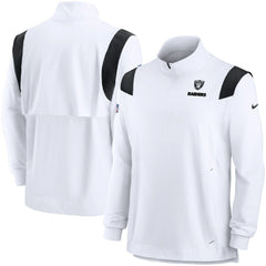 Las Vegas Raiders Sideline Coach Chevron Lockup Quarter-Zip Long Sleeve Top - White outlet