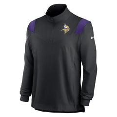Minnesota Vikings Sideline Coach Chevron Lockup Quarter-Zip Long Sleeve Top - Black for sale