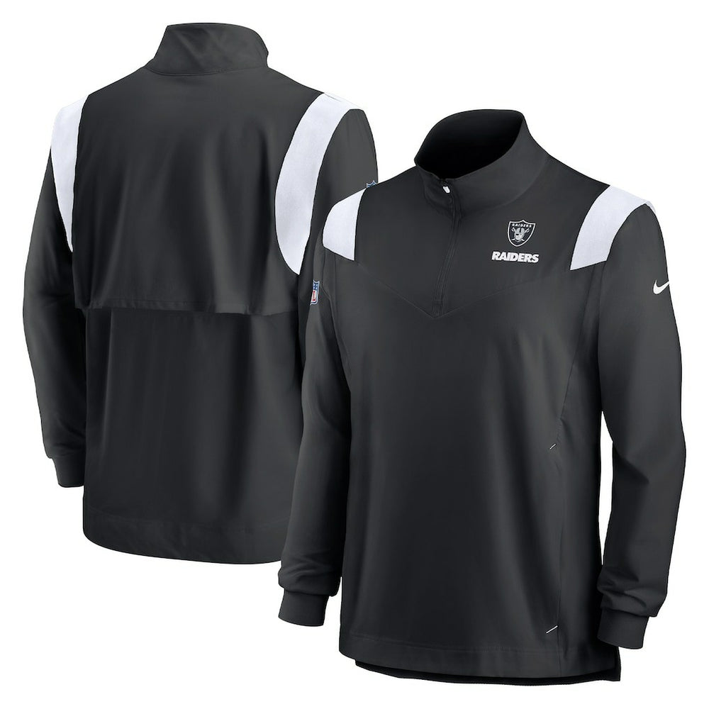 Las Vegas Raiders Sideline Coach Chevron Lockup Quarter-Zip Long Sleeve Top - Black cheap