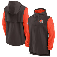 Cleveland Browns Sideline Player Quarter-Zip Hoodie - Brown/Orange online