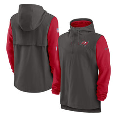 Tampa Bay Buccaneers Sideline Player Quarter-Zip Hoodie - Pewter/Red for sale