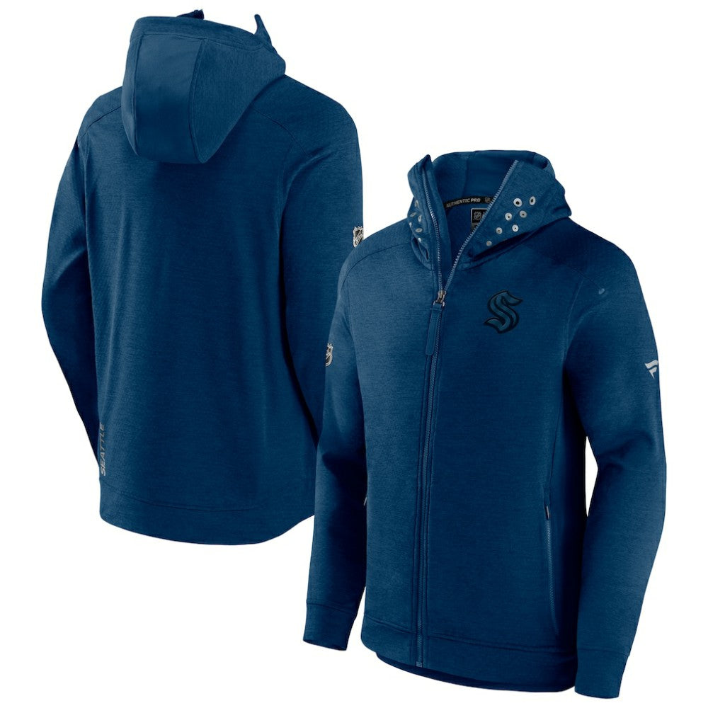 Seattle Kraken Fanatics Authentic Pro Road Tech Lightweight Full-Zip Hoodie Jacket - Navy Hoodies