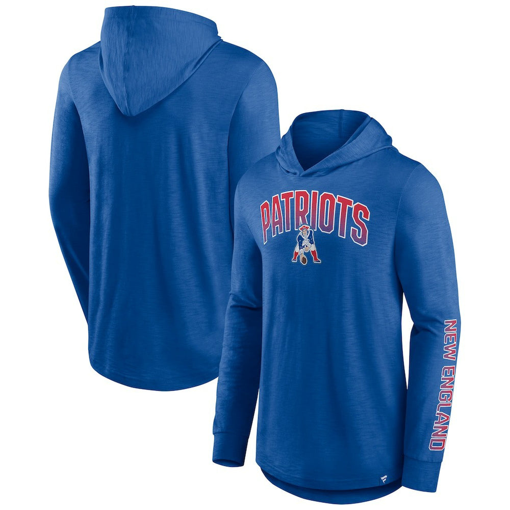 New England Patriots Front Runner Long Sleeve Hooded T-Shirt - Royal on sale