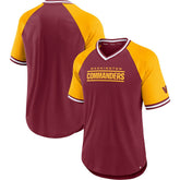 Washington Commanders Second Wind Raglan V-Neck T-Shirt - Burgundy/Gold discount
