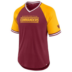 Washington Commanders Second Wind Raglan V-Neck T-Shirt - Burgundy/Gold discount