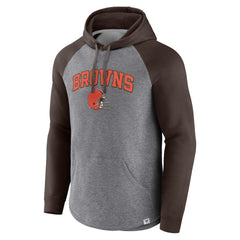 Cleveland Browns By Design Raglan Pullover Hoodie - Heathered Gray/Brown sale