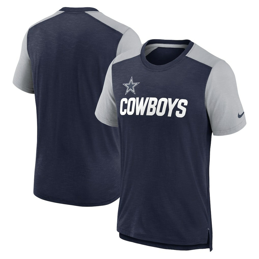 Dallas Cowboys Color Block Team Name T-Shirt - Heathered Navy/Heathered Gray outlet