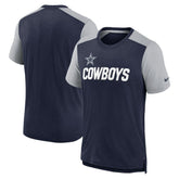 Dallas Cowboys Color Block Team Name T-Shirt - Heathered Navy/Heathered Gray outlet