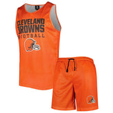 Cleveland Browns FOCO Colorblock Mesh V-Neck & Shorts Set - Orange cheap