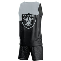 Las Vegas Raiders FOCO Colorblock Mesh V-Neck & Shorts Set - Black sale