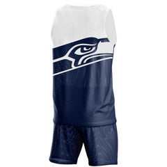 Seattle Seahawks FOCO Colorblock Mesh V-Neck & Shorts Set - College Navy online
