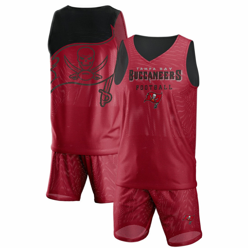 Tampa Bay Buccaneers FOCO Colorblock Mesh V-Neck & Shorts Set - Red cheap