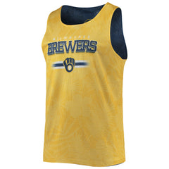 Milwaukee Brewers FOCO Floral Reversible Mesh Tank Top Navy/Gold