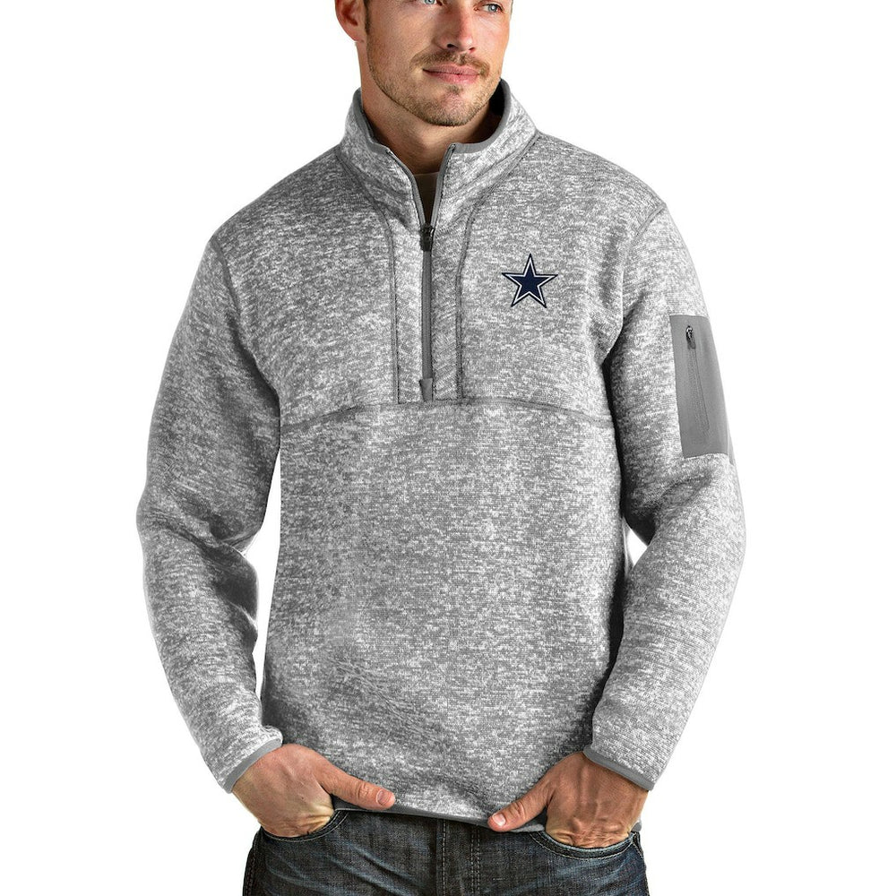 Dallas Cowboys Antigua Fortune Quarter-Zip Pullover Jacket - Heathered Gray discount