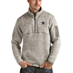 Dallas Cowboys Antigua Fortune Quarter-Zip Pullover Jacket - Oatmeal sale
