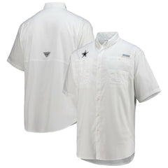 Dallas Cowboys Tamiami Omni-Shade Button-Down Short Sleeve Shirt - White on sale