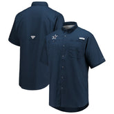 Dallas Cowboys Tamiami Omni-Shade Button-Down Short Sleeve Shirt - Navy for sale