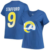 Matthew Stafford Los Angeles Rams Women's Plus Size Player Name & Number V-Neck T-Shirt - Royal on sale