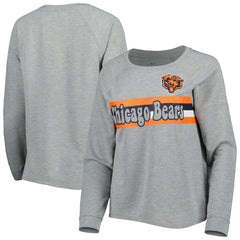Chicago Bears Juniors All Striped Up Raglan Long Sleeve T-Shirt - Heathered Gray cheap