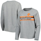 Cleveland Browns Juniors All Striped Up Raglan Long Sleeve T-Shirt - Heathered Gray on sale