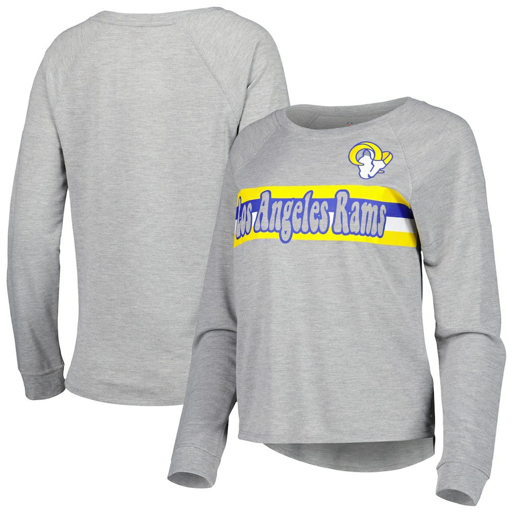 Los Angeles Rams Juniors All Striped Up Raglan Long Sleeve T-Shirt - Heathered Gray outlet