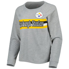 Pittsburgh Steelers Juniors All Striped Up Raglan Long Sleeve T-Shirt - Heathered Gray cheap