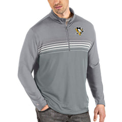 Pittsburgh Penguins Antigua Pace Quarter-Zip Pullover Top - Gray Pullover