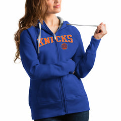 New York Knicks Antigua Women's Team Victory Full-Zip Hoodie - Royal on sale