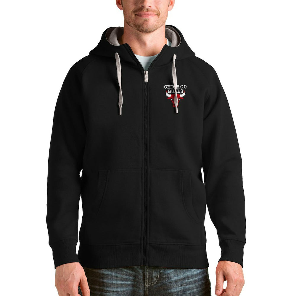 Chicago Bulls Antigua Logo Victory Full-Zip Hoodie - Black on sale