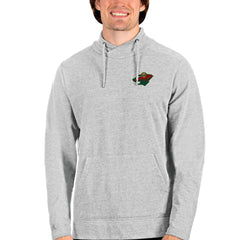 Minnesota Wild Antigua Team Reward Crossover Neckline Pullover Sweatshirt - Heathered Gray Sweatshirts