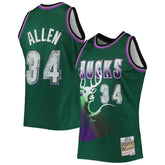 Ray Allen Milwaukee Bucks 1996/97 Hardwood Classics NBA 75th Anniversary Diamond Swingman Jersey - Green for sale