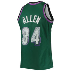 Ray Allen Milwaukee Bucks 1996/97 Hardwood Classics NBA 75th Anniversary Diamond Swingman Jersey - Green for sale