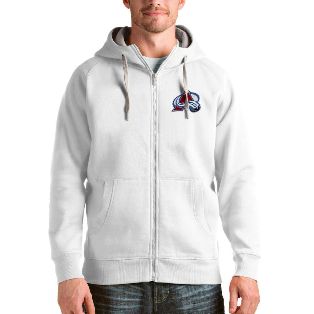 Colorado Avalanche Antigua Logo Victory Full-Zip Hoodie - White Hoodies