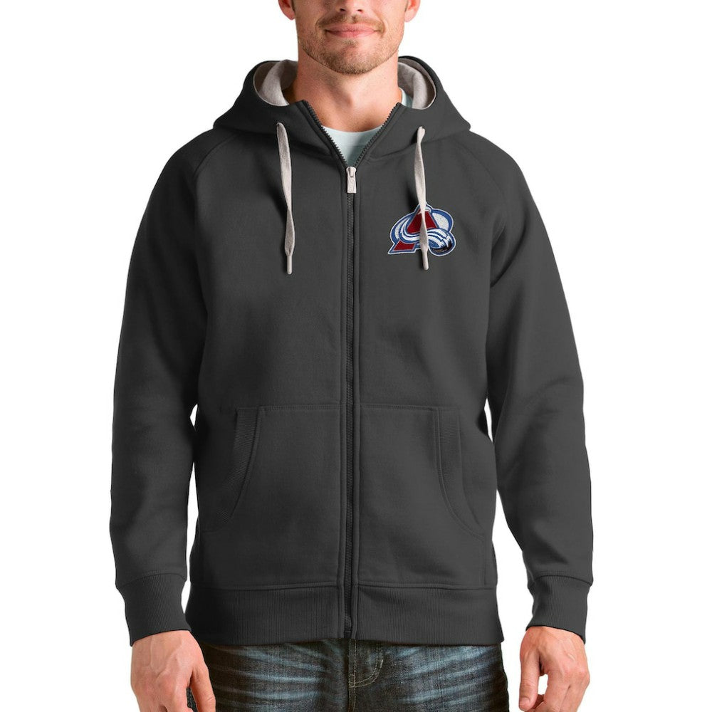 Colorado Avalanche Antigua Logo Victory Full-Zip Hoodie - Charcoal Hoodies