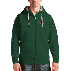 Minnesota Wild Antigua Logo Victory Full-Zip Hoodie - Green Hoodies