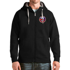 New York Islanders Antigua Logo Victory Full-Zip Hoodie - Black Hoodies