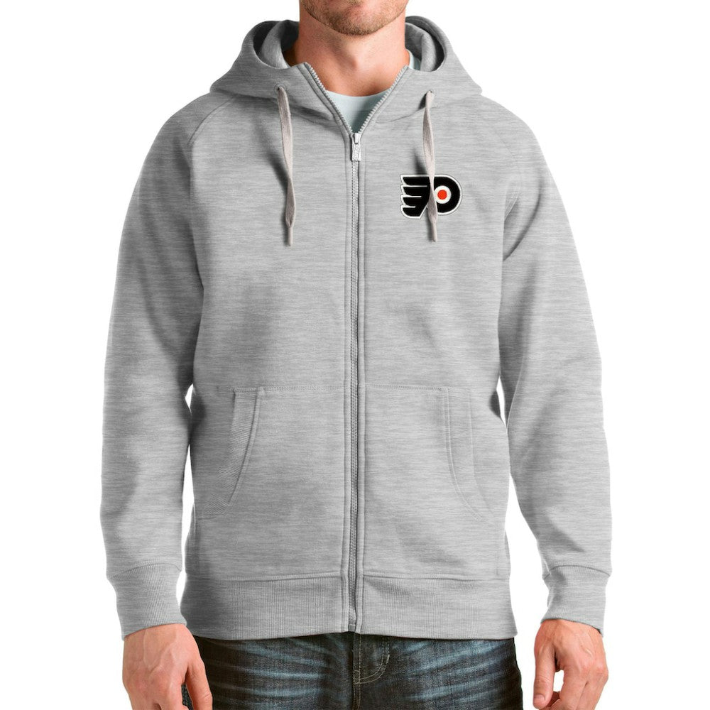 Philadelphia Flyers Antigua Logo Victory Full-Zip Hoodie - Heathered Gray Hoodies