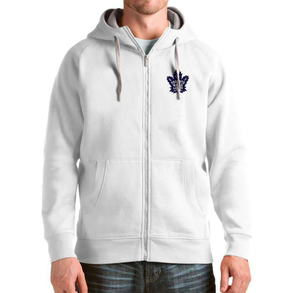 Toronto Maple Leafs Antigua Logo Victory Full-Zip Hoodie - White Hoodies