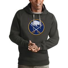 Buffalo Sabres Antigua Logo Victory Pullover Hoodie - Charcoal Hoodies