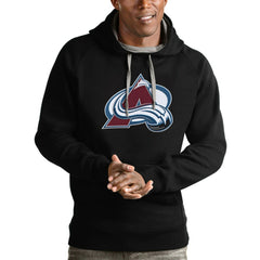 Colorado Avalanche Antigua Logo Victory Pullover Hoodie - Black Hoodies