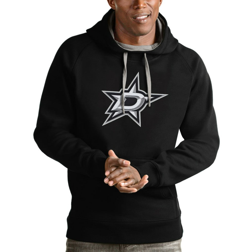 Dallas Stars Antigua Logo Victory Pullover Hoodie - Black Hoodies