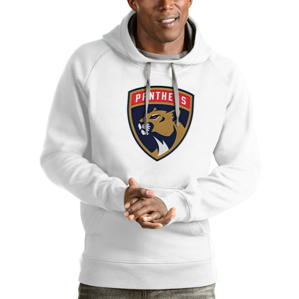 Florida Panthers Antigua Logo Victory Pullover Hoodie - White Hoodies